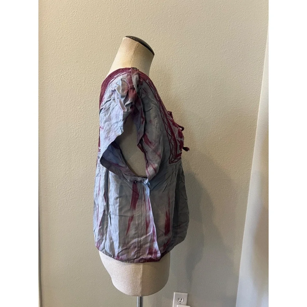 Free People Blouse Twilight Tie Dye Embroidered Bohemian Womens XS